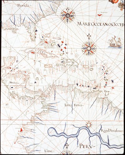 The West Indies: Florida, Honduras, Cuba, Peru and the Caribbean (detail) by Unknown artist