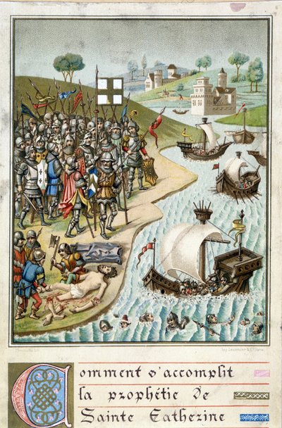 The accomplishment of the prophecy of Saint Catherine - Engraving of the 19th century by Unknown artist