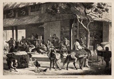The Animation of a House and the Activities of the Street, Engraving to Illustrate the Voyage to Japan by Aime Humbert by Unknown artist