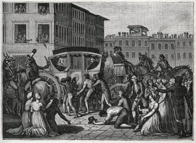 The arrival of Pope Pius VI (Giovanni Angelo Braschi known as Pius VI, PIO 1717-1799) in Grenoble in 1799. Engraving from 1800. by Unknown artist