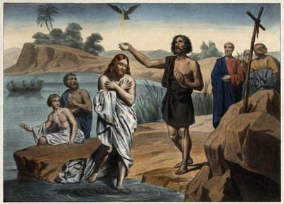 The baptism of Christ. Anonymous engraving from the middle of the 19th century. by Unknown artist
