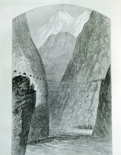 The bridge over the Apurimac River, engraving. Peru by Unknown artist