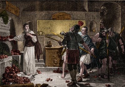 The catacombs of Rome were used to bury Christian martyrs in the first century without encountering any obstacles from the Romans. Around 257, under the reign of Emperor Valerian, persecution against the dead began and many Christians were pursued and hunt by Unknown artist