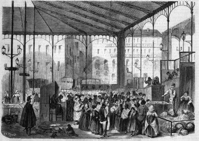 The central market of Paris: the fish market in 1858 by Unknown artist