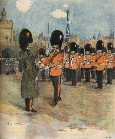 The Change of Guard at Buckingham Palace in London in 1893 (Illustration by M.C. Morel, Bianchetti Collection) by Unknown artist