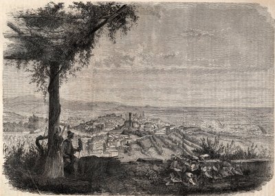 The city of Bergamo around 1858 - engraving by Unknown artist