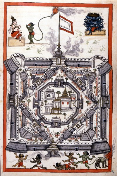 The city of Lanka (Ceylon) in a 17th century paper manuscript by Unknown artist
