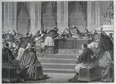 The clergyman of France and Italy met in Paris for the Assembly of the French National Council on 9 June 1811, presided by Cardinal Fesch. by Unknown artist