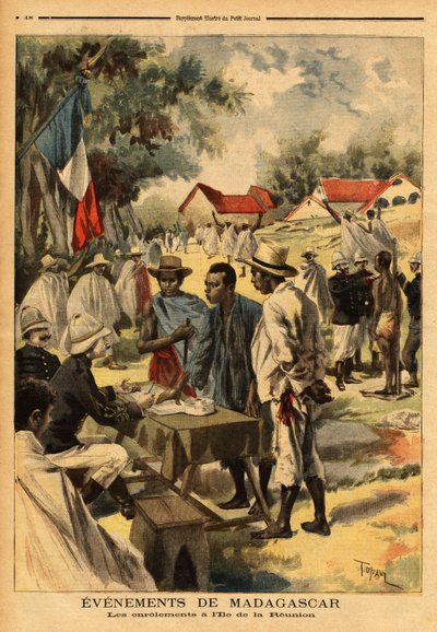 The coils on the island of Reunion; for the first time since its creation, the 1889 law, which equates the inhabitants of the colonies, from a military point of view, to the conscripts of the metropolis, was applied to strengthen the troops that would figh by Unknown artist