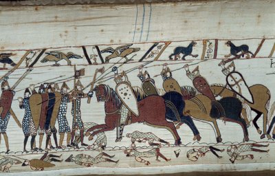 The Conquest of England by William the Conqueror in 1066: Scene of the Battle of Hastings (Detail of the Bayeux Tapestry) by Unknown artist