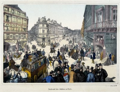 The crowd on the boulevard des Italians (engraving) by Unknown artist