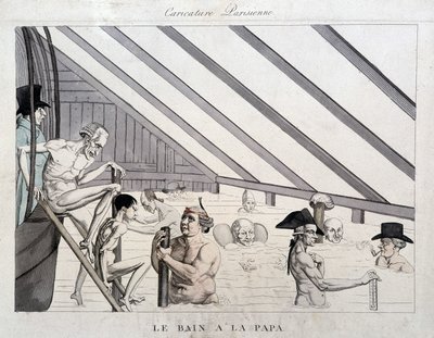 The daddy bath: caricature on the swimming pools in Paris by Unknown artist