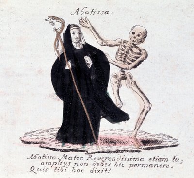 The dance of death, the abbess and a skeleton by Unknown artist