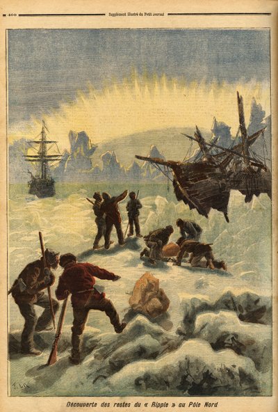 The discovery of the remains of the Ripple (Norwegian ship), caught in the ice at the North Pole by Unknown artist