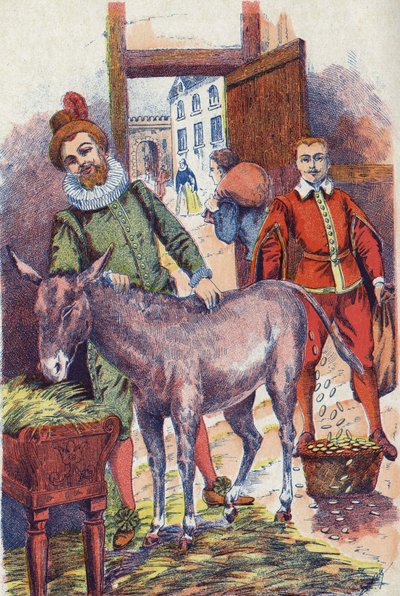 The donkey with gold écus. Illustration for 