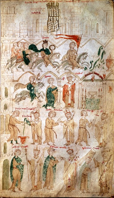 The entry of Henry VI of the Holy Empire (1165-1197) to Rome and his coronation as Emperor on 14/04/1191 by Pope Celestin III. Page taken from 