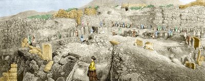 The Excavations at Mycenae Led by Heinrich Schliemann by Unknown artist