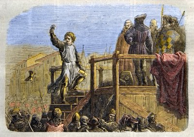 The execution of Conradin (or Conrad of Hohenstaufen) King of Sicily and Duke of Swabia (1252-1268) by order of Charles of Anjou after the battle of Tagliacozzo in 1268 by Unknown artist