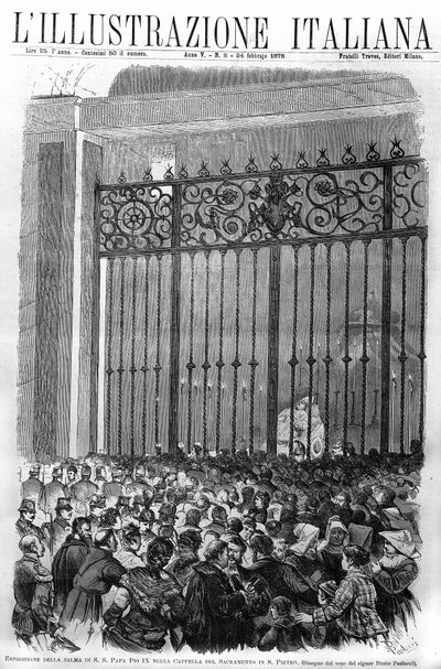 The Exhibition of the Body of Pope Pius IX (1792-1878) in the Chapel of the Sacramento in the Vatican. Cover of 