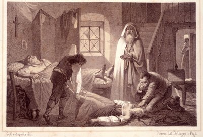 The first 2 victims of the Plague in Noja, small town of Puglia in Italy - in 