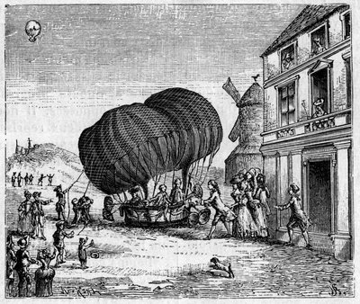 The First Aerostat Lengthened by the Robert Brothers in Front of the Castle of the Prince of Ghistelles on September 19 by Unknown artist
