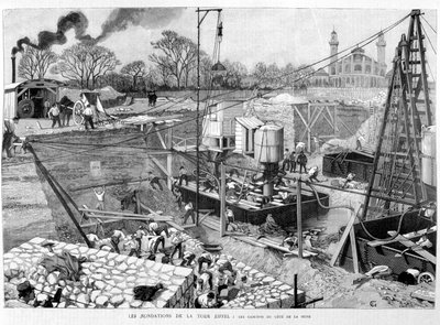 The foundations of the Eiffel Tower: the caissons on the Seine side - in 