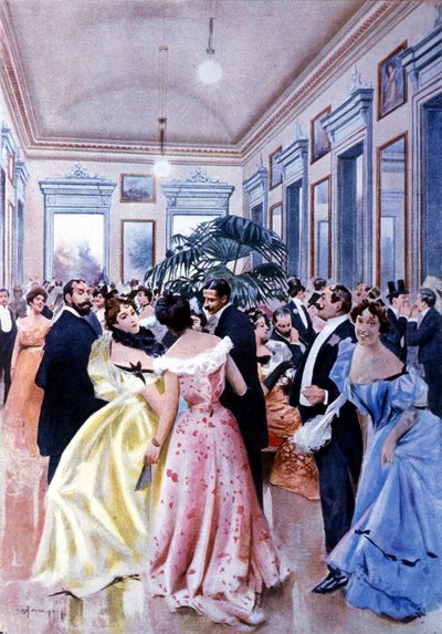 The foyer of the theatre of La Scala (Teatro alla Scala) in Milan. 1890 by Unknown artist
