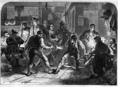 The game of Hakeln in a village of Upper Bavaria in Germany. Engraving in 