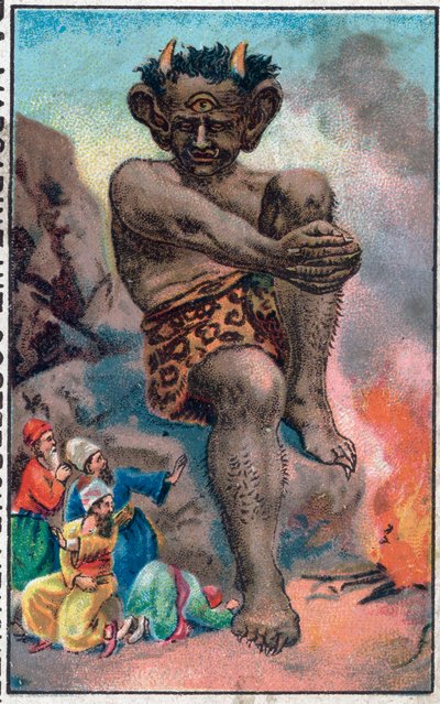 The giant. The wonderful adventures of Sinbad the sailor. Popular tale of 1001 nights. Chromolithography of the late 19th century. by Unknown artist