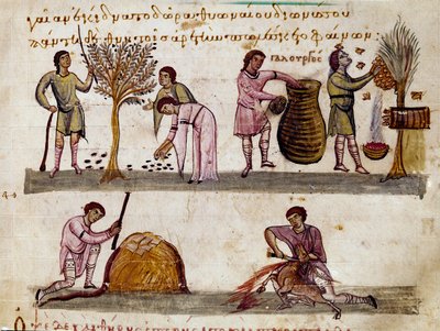 The Harvest of Olives, the Production of Honey and the Lamb Slaughters by Unknown artist