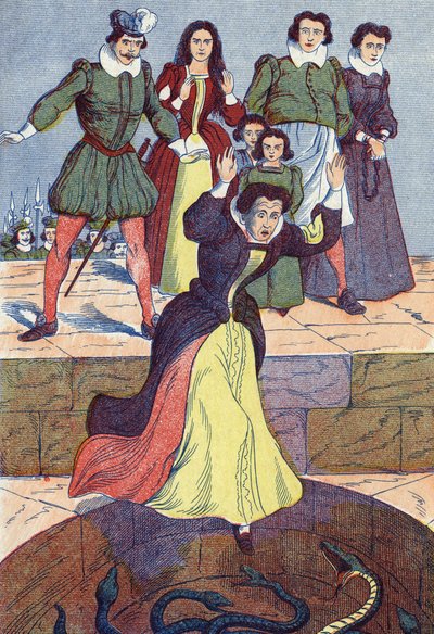 The Horrible Ogress is Thrown into the Tank. Illustration for 