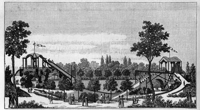 The jump from Niagara to the Ruggieri Garden, rue Saint-Lazare in Paris around 1824. in 
