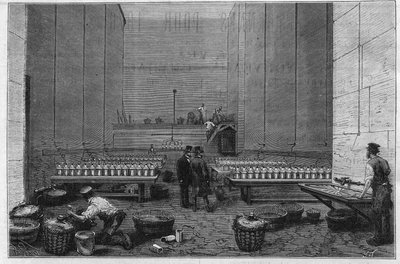 The large electricity room of the Opera Garnier where two hundred Bunsen batteries allow to project the rays of the electric sun by Unknown artist