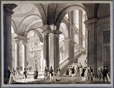 The large staircase of Brera. Aquatint by Giovanni Migliara, about 1820 by Unknown artist