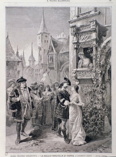 The last scene of The Fair Maid of Perth, opera by Georges Bizet, at the Teatro Argentina in Rome by Unknown artist