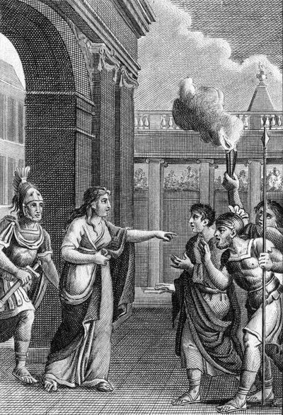 The legendary queen of Babylon, Semiramis, soothes a sedition in Babylon by Unknown artist