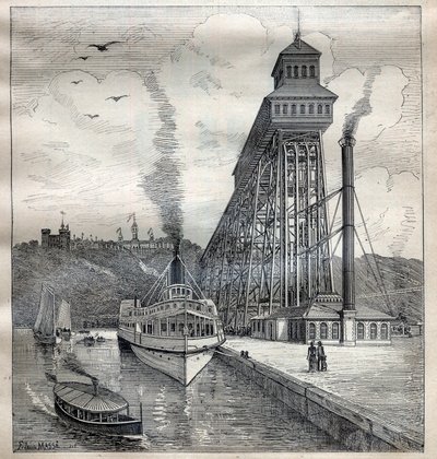 The lifts of Weehawken in the United States - Engraving in 