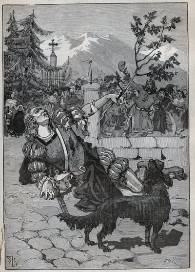 The lime tree of Fribourg: a soldier of the Helvetic Confederation came to Fribourg to announce the victory of Switzerland against Charles the Bold in the Battle of Morat on 22 June 1476 with a branch of linden from the battlefield. The soldier died a by Unknown artist