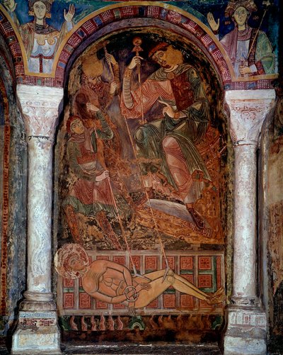 The martyrdom of Saint Laurent died on the grill. Fresco of Berze the city by Unknown artist
