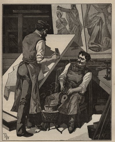 The mosaic: mosaic workshop. Engraving from 1885 in 