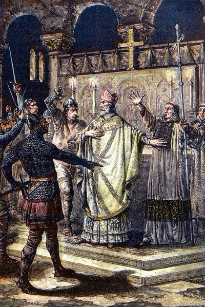 The murder of St Thomas Becket at Canterbury Cathedral, 29 December 1170, by knights from the court of King Henry II by Unknown artist