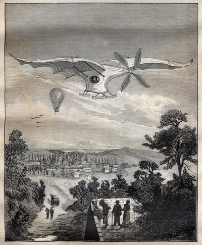 The New Aerostats: The Bird of Clement Ader, the Eole, During an Experiment in the Park of Eugene Pereire Near Paris in 1891 - Engraving in 