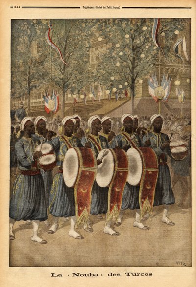The nuba of the Turcos of Algeria, walking through the streets of Paris by Unknown artist