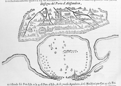 The port of Alexandria. 17th century drawing by Unknown artist