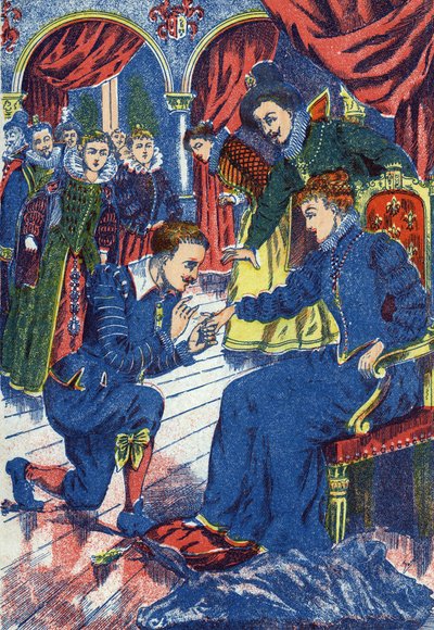 The prince tries the donkey ring. Anonymous illustration for 
