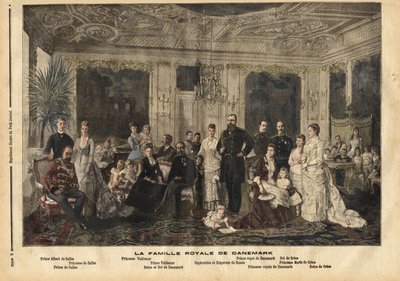 The royal family of Denmark, sitting in the centre, Queen Louise of Hesse-Kassel and King Christian IX of Denmark nicknamed 