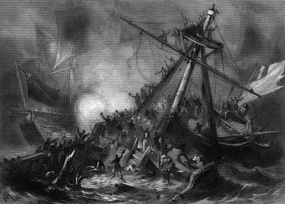 The shipwreck of the Avenger on June 1 by Unknown artist