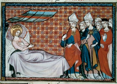 The Sick King of France Saint Louis Addressing His Relatives and the Clergy from the Manuscript Life and Miracles of Saint Louis by William of Saint Pathus by Unknown artist