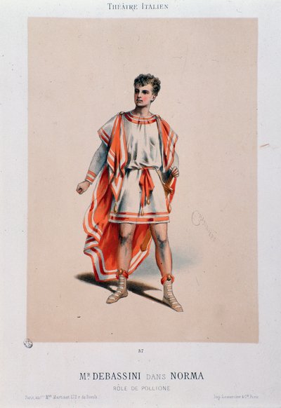 The Singer Achille De Bassini Performing Pollione in the Opera La Norma by Unknown artist