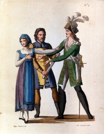 The Singers Savino Monelli, Teresa Bellog, and Filippo Galli in the Opera 